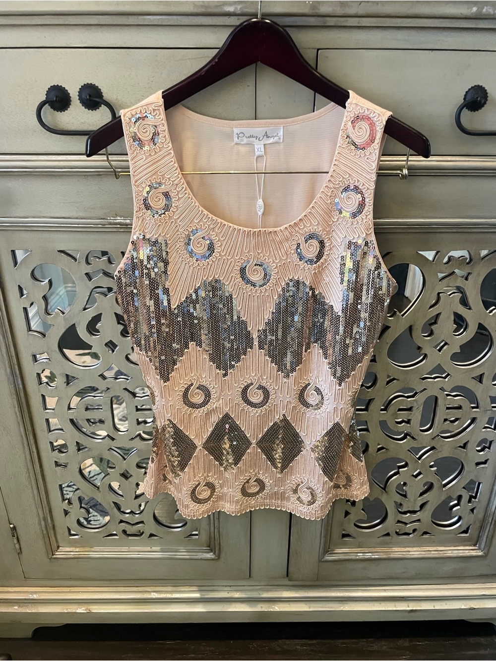 Pretty Angel Blush Pink Sequin Embellished Camisole